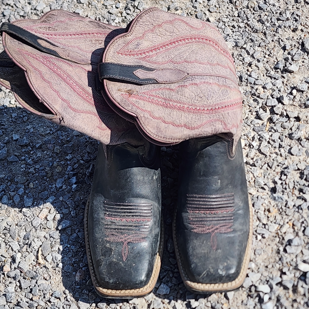 Ariat Black and Pink Heeled Boots